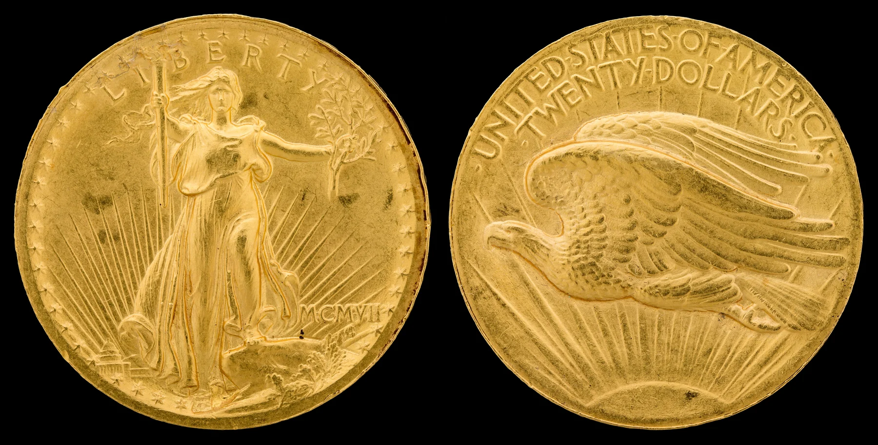 1907 Saint-Gaudens Double Eagle, Roman numerals, high relief